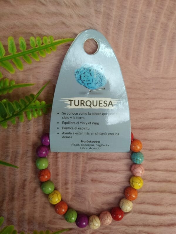 Pulseira Turquesa Arco-Íris 8mm