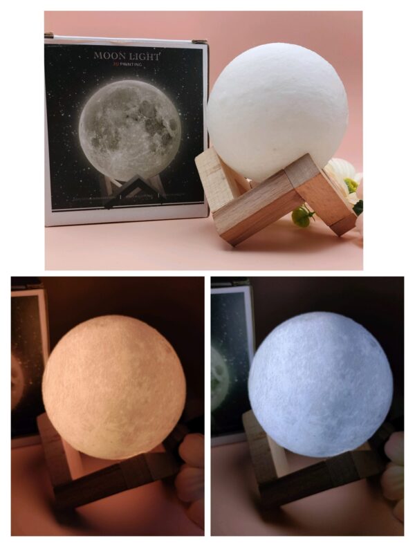 Lâmpada Lunar Impressão 3D Moon Light 8cm