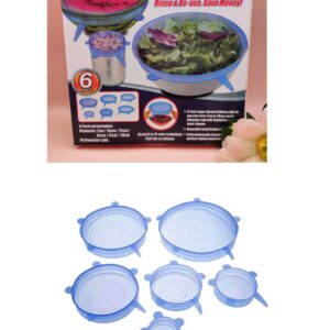 Kit 6 Tampas de Silicone Super Stretch – Reutilizável, Ajustável e Ecológico