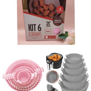 Kit 6 Formas de Silicone Reutilizáveis – Ideal para Airfryer