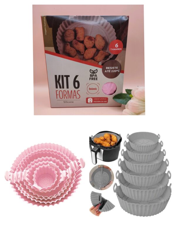 Kit 6 Formas de Silicone Reutilizáveis – Ideal para Airfryer
