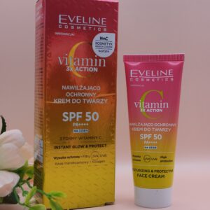 Eveline Cosmetics Creme Facial Hidratante e Protetor FPS 50 Vitamina C 3x Ação – 30 ml